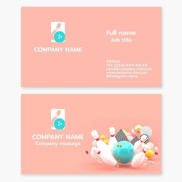 Business card template. Bowling.