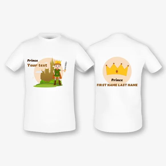 Template for a personalized T-shirt with a Prince print