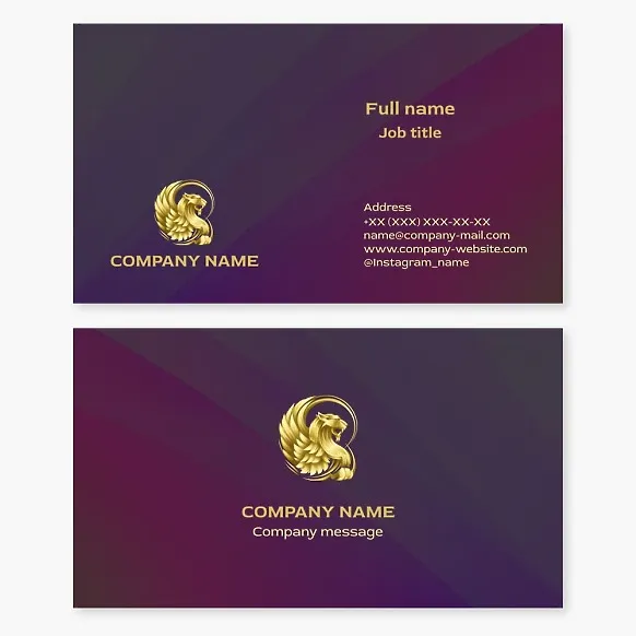 Business card template. Abstract. Golden griffin. Symbol of power over earth and air, as well as might, vigilance, justice, and protection of treasures.