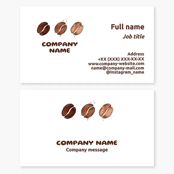 Business card template Coffee, coffee beans, cafe
