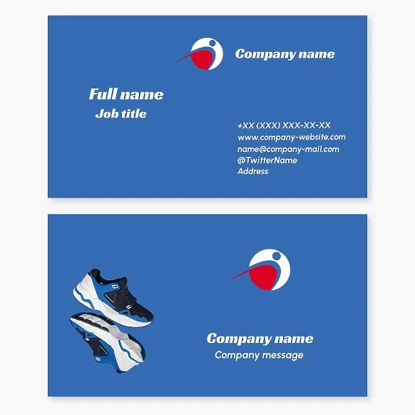 Business card template Sports, sports equipment, uniform and shoes