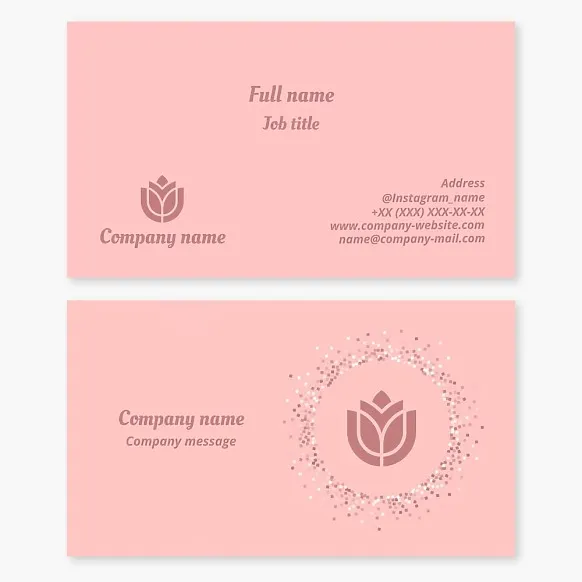 Floral logo business card template. Flower shop. Floral arrangements for events and celebrations. Tulip. Letter U.