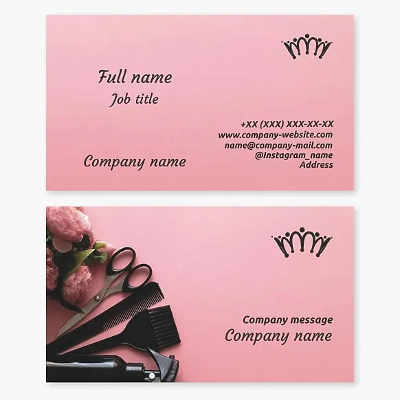 Business card template Hairdresser, beauty salon, tools and materials for hairdressing