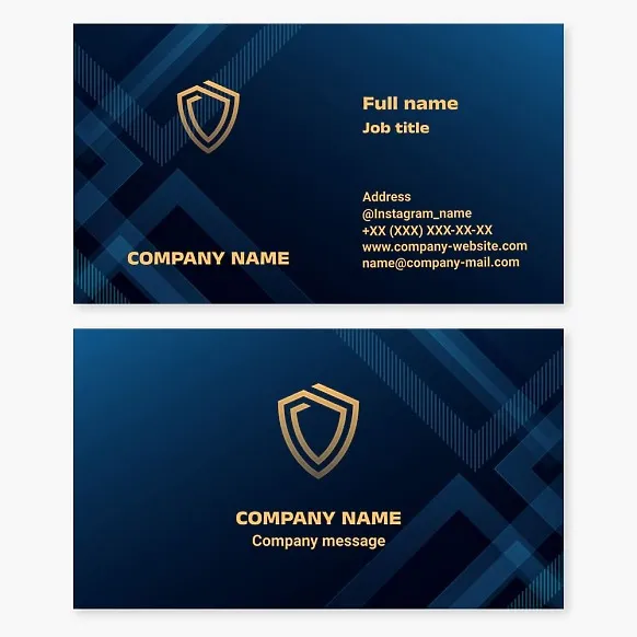 Shield Logo Business Card Template. Security Company. Object Security and Physical Protection of People.