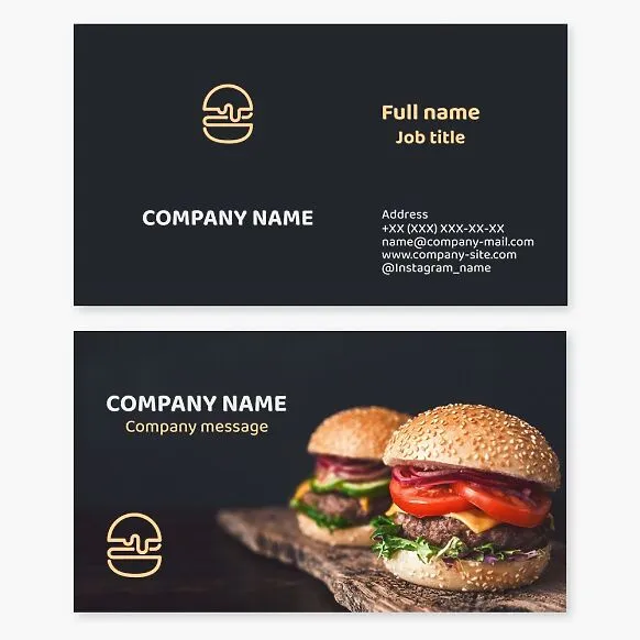 Business card template. Burger.