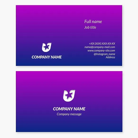 Business card template. Abstract. Star. Company. University. Letter U.