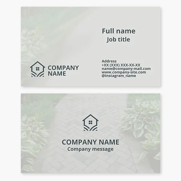 Business card template. Landscape design and landscaping.