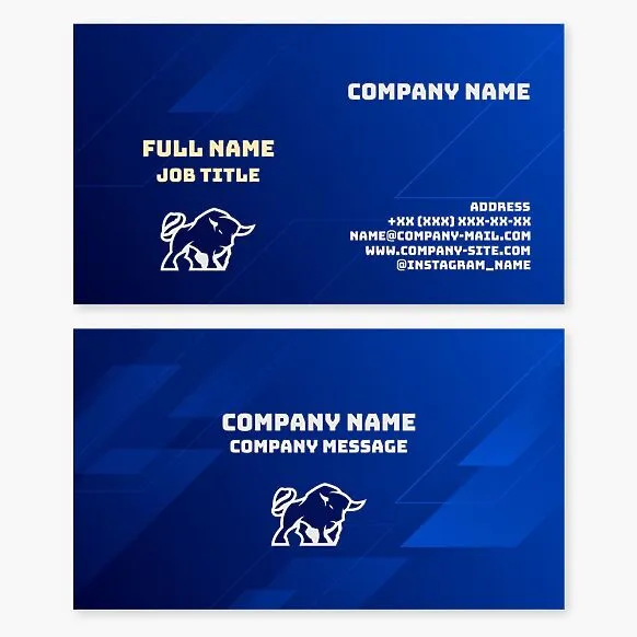 Business card template with the Bull logo. Abstract. Sports brand, team.