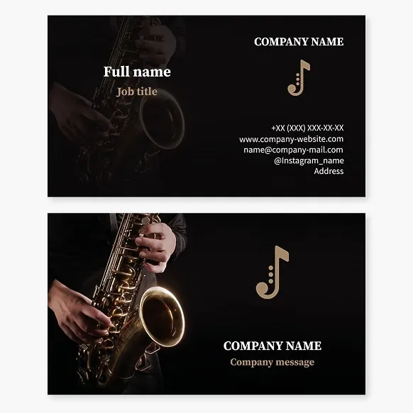 Business card template Saxophonist, music