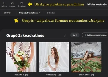 Grupuokite nuotraukas