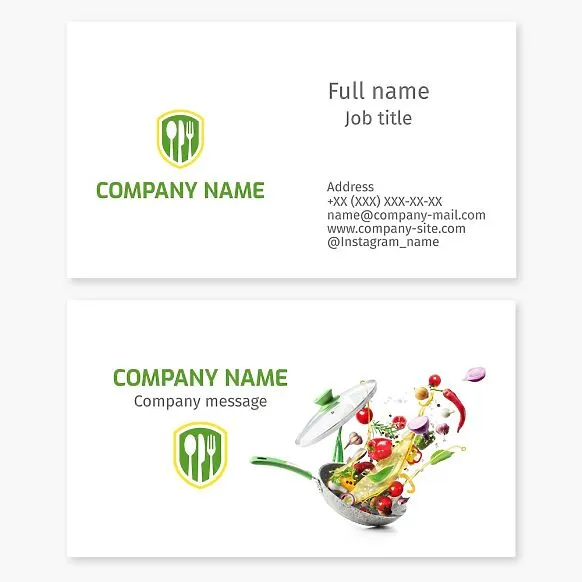 Business card template. Canteen, cafe, fast food establishment.