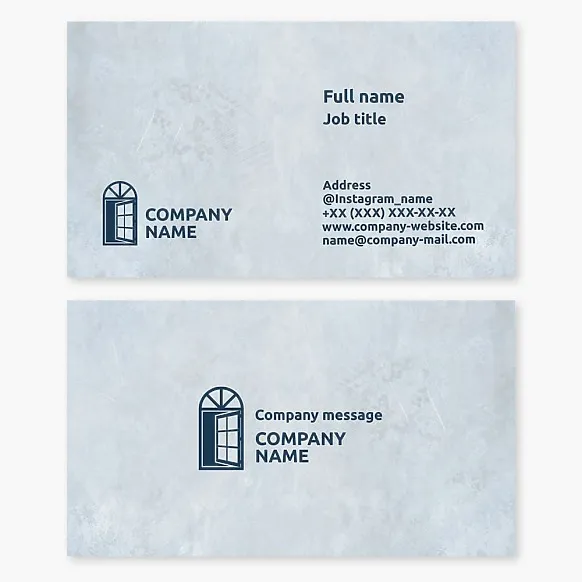 Business card template for window installation and repair.