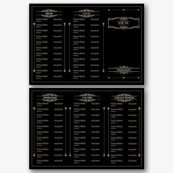 Szablon menu restauracji