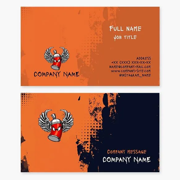 Spray paint business card template. Freelance street artist. Spray paint sales.
