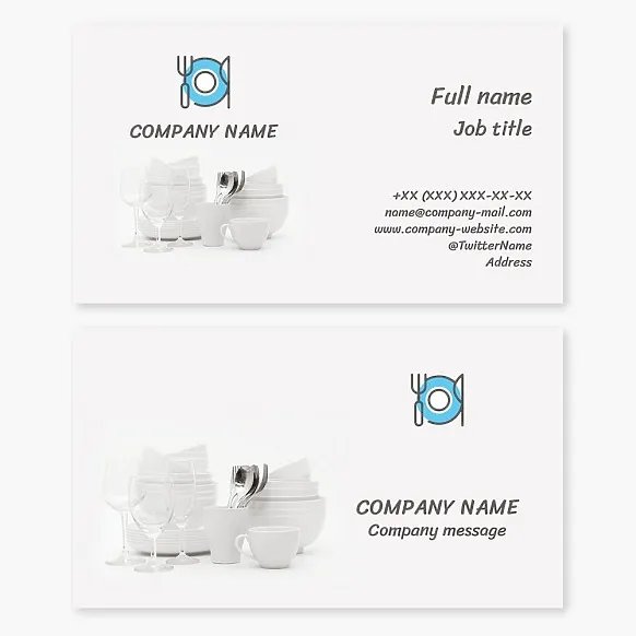 Business card template Catering, tableware