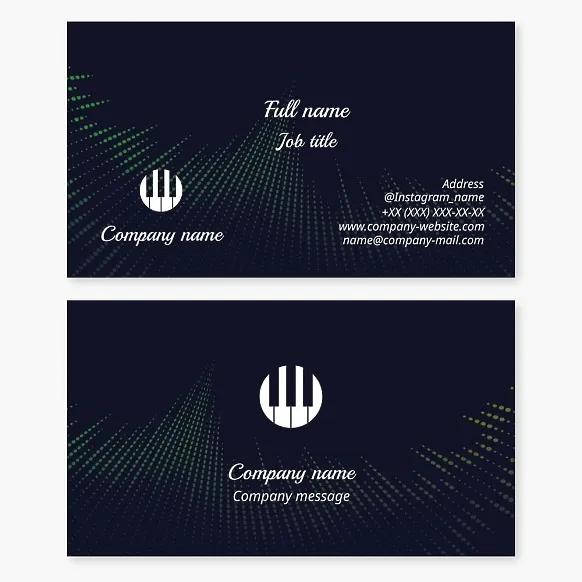 Business card template for piano, music