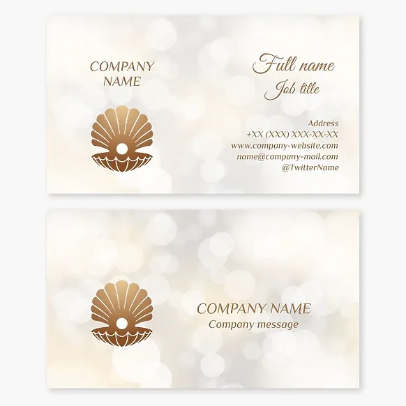 Business card template Pearls in a shell, jewelry, pawnshop,