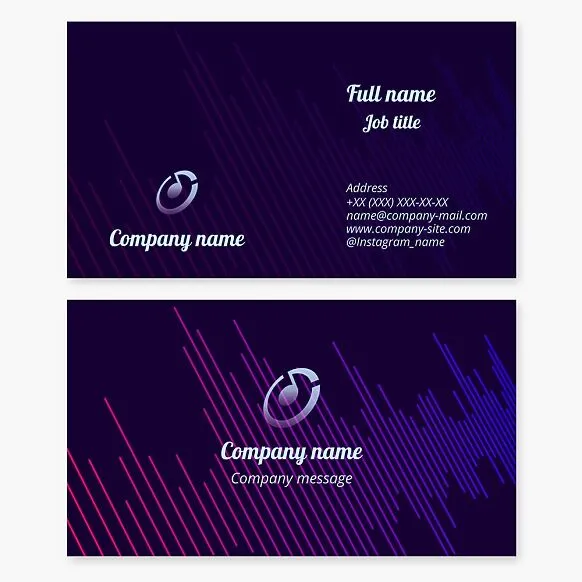 Music-themed business card template. Music note, equalizer diagram. Recording studio. Letter O.