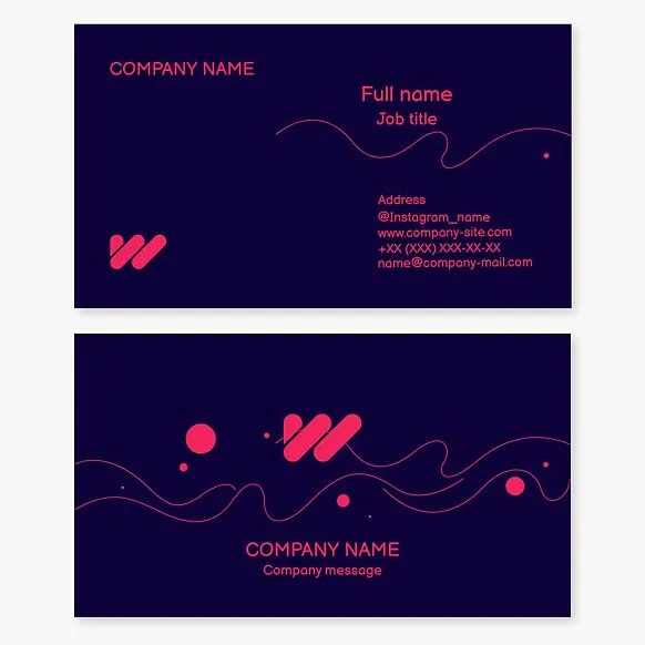 Abstract business card template. Letter W.