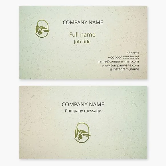 Business card template. Olive. Letter O.