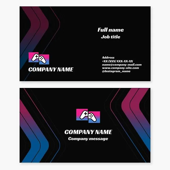 Business card template. Gaming. Video games.