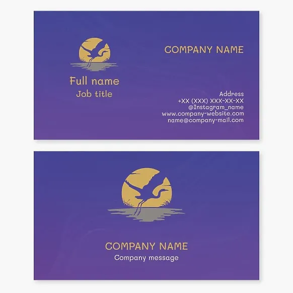 Business card template Crane. Poetry
