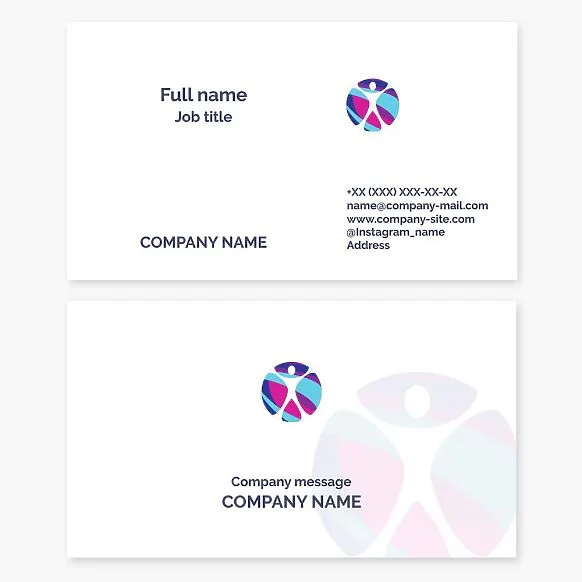 Business card template. Yoga, coach, leaf growth, psychological support.