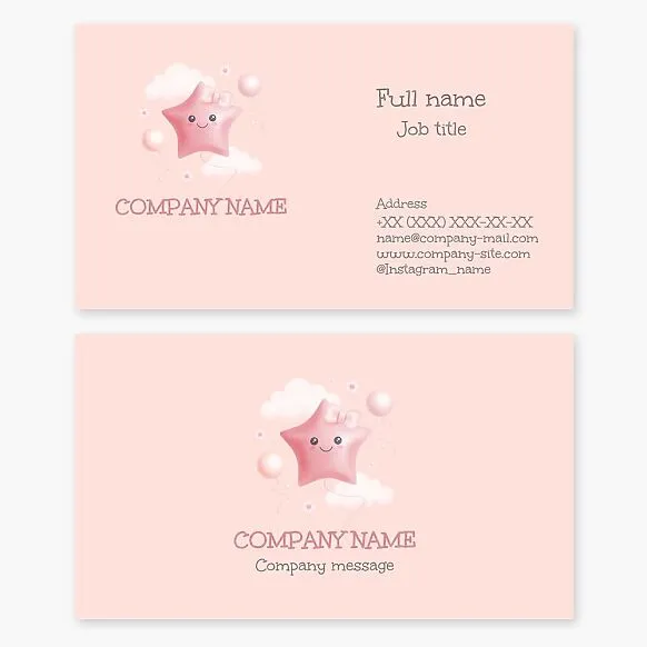 Business card template. Children's products.