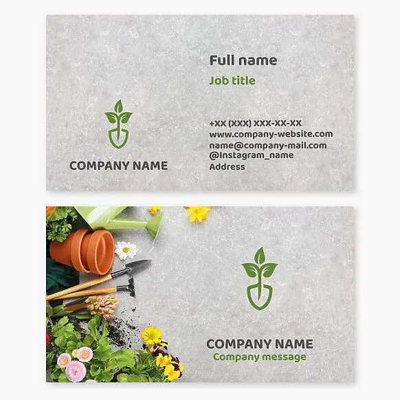 Business card template Garden tools and materials