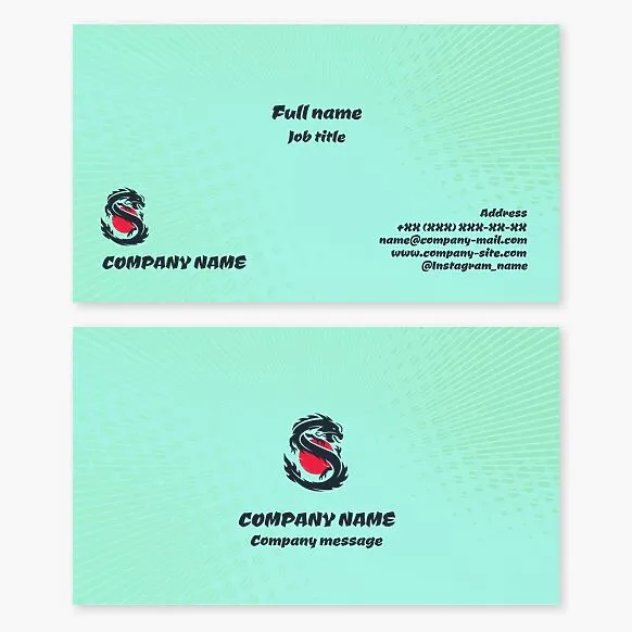 Japanese Dragon and Sun Logo | Dragon Scale Background | Letter S | Business Card Template