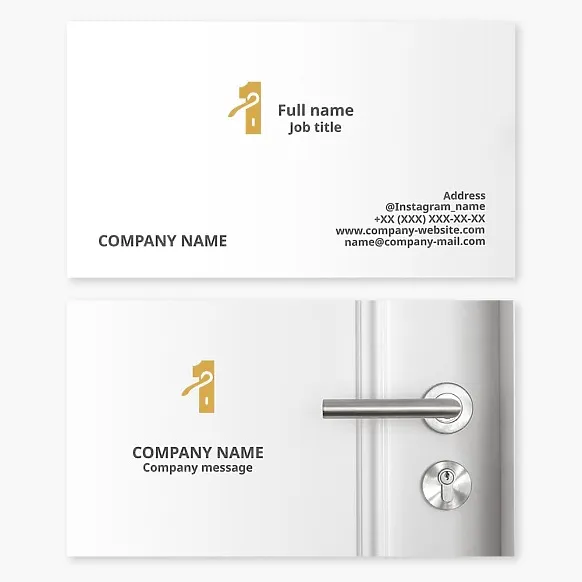 Business card template. Door handles and locks. Number 1.