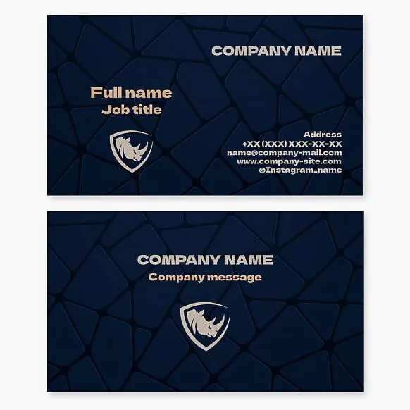 Business card template with the Rhino Shield logo. Security agency.