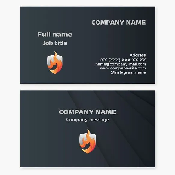 Business card template. Fire safety: equipment, systems, and technology.