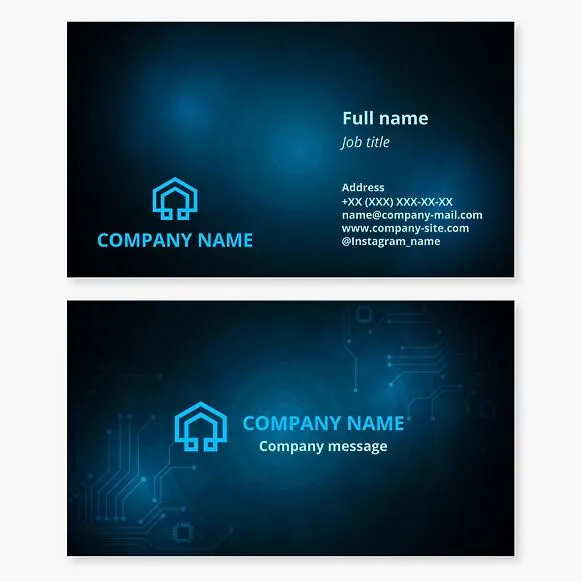 Technical business card template. Smart home system. Electronic circuit boards.