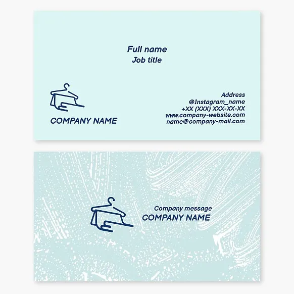 Business card template. Washing, cleaning and ironing things and clothes.