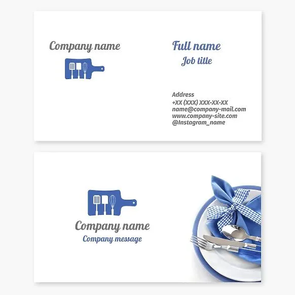 Business card template. Kitchenware.