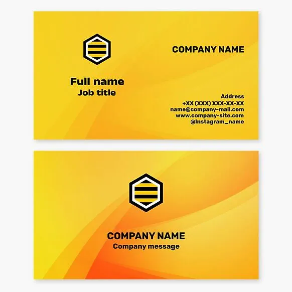 Hexagon Caution logo business card template. Abstract. Bee. Honey.