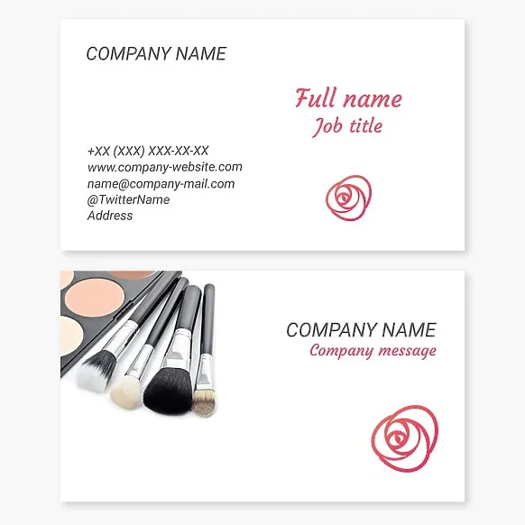 Business card template Rose, cosmetics, makeup