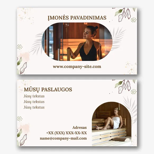SPA centro vizitinės kortelės Šablonas su sauna