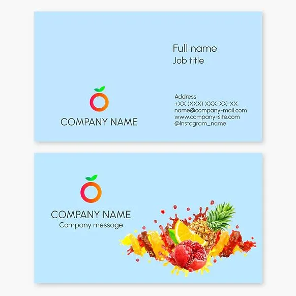 Fruit bar business card template. Tropical fruit supply.