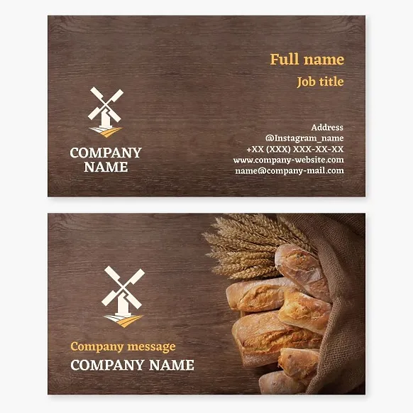 Business card template Bakery products