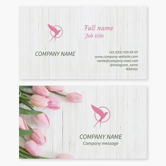 Swallow business card template, spring, tulips, abstraction, bouquets for sale, boutique, Letter O