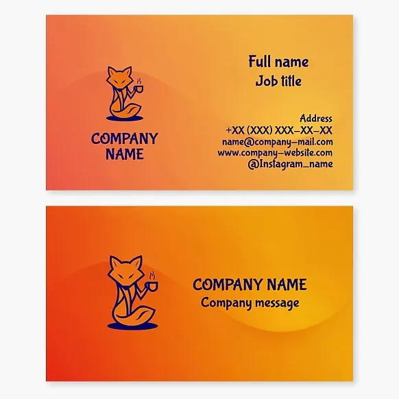 Business cards template Fox, hot drink