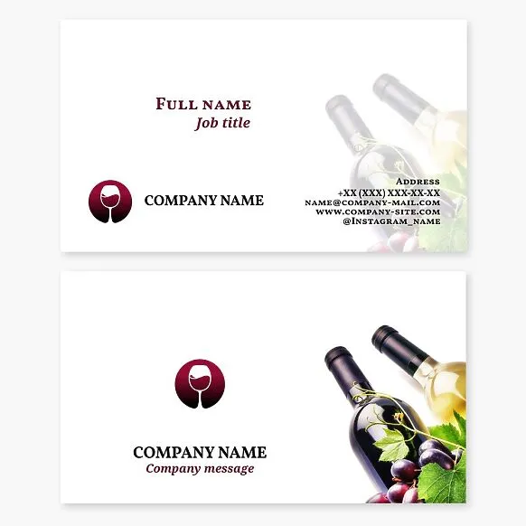 Business card template for a wine production company. Winemaking.
