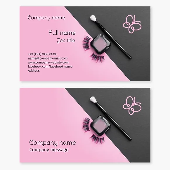 Business card template Eyelashes, make-up, butterfly