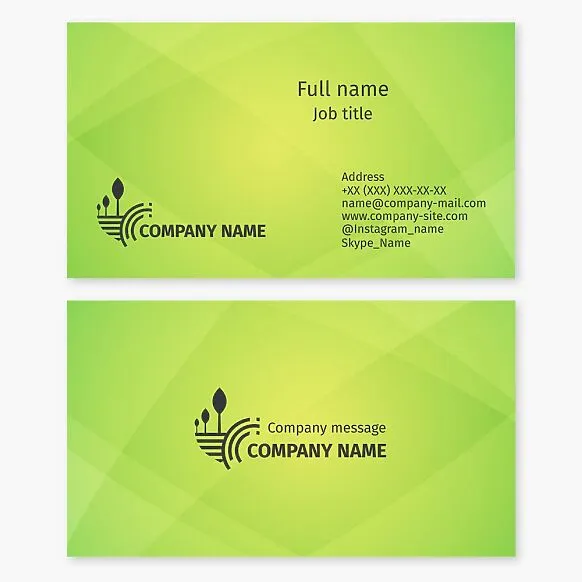 Business card template. Agricultural company, agrofirm. Fields, beds, trees.