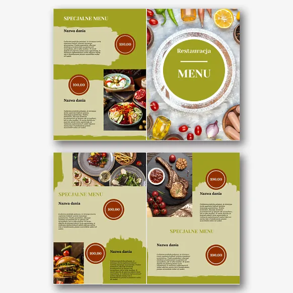Szablon menu restauracji