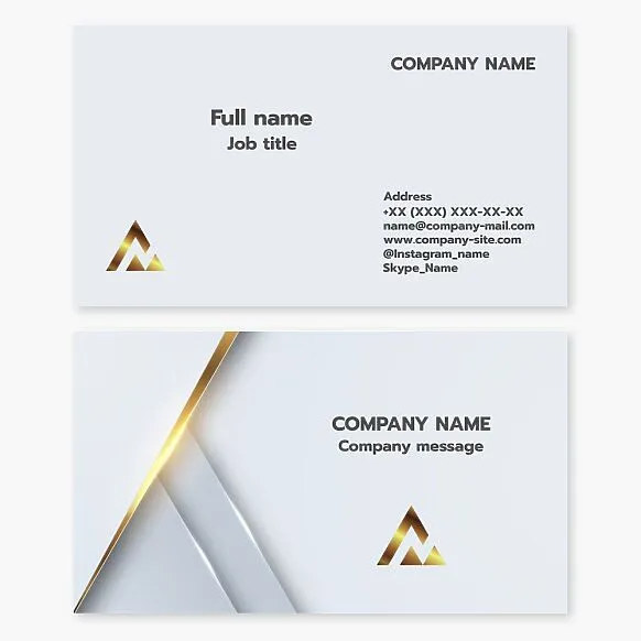 Business card template. Development dynamics. Graph, chart, accounting, management, marketing, growth. Golden triangle.