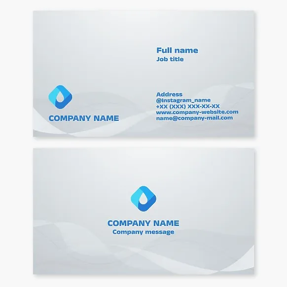 Business card template. Water. Purified drinking water. Plumbing services.
