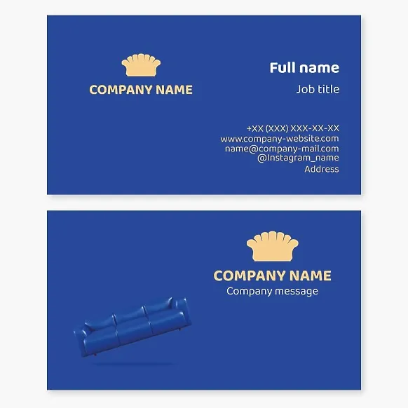 Business card template Upholstered furniture, sofas, armchairs, soft corners